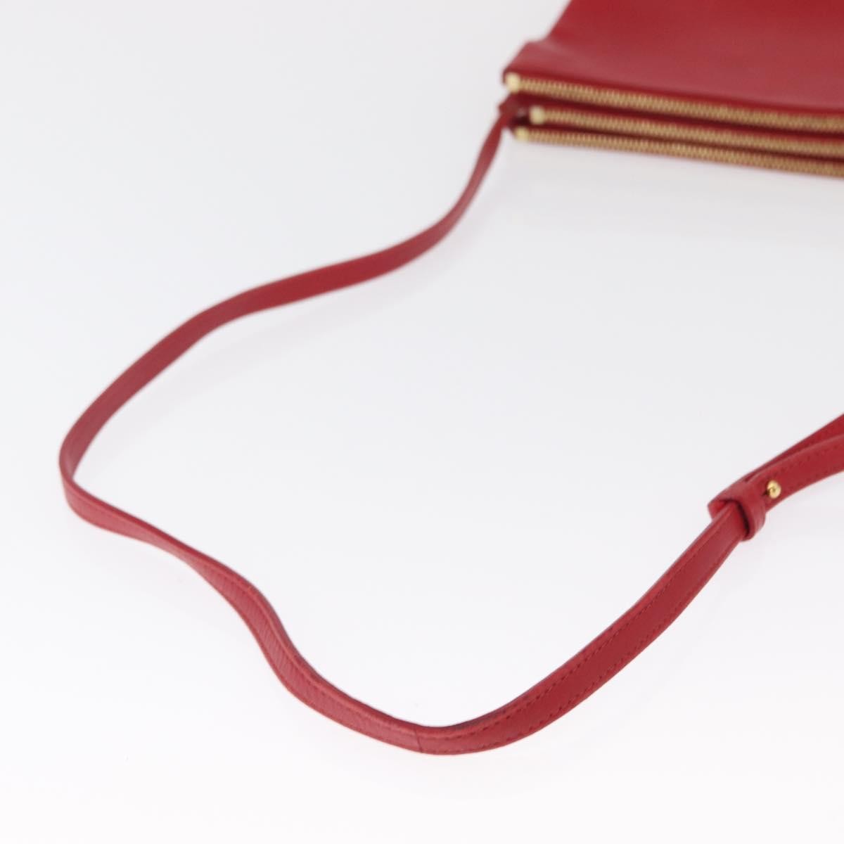 Celine Trio Leather Red Leather Shoulder Bag Bag (Pre-Owned)