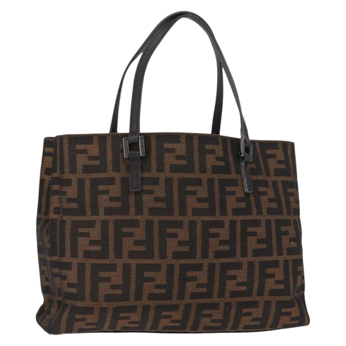 Fendi Vintage Open Tote Zucca Canvas Brown Canvas Tote Bag Bag (Pre-Owned)