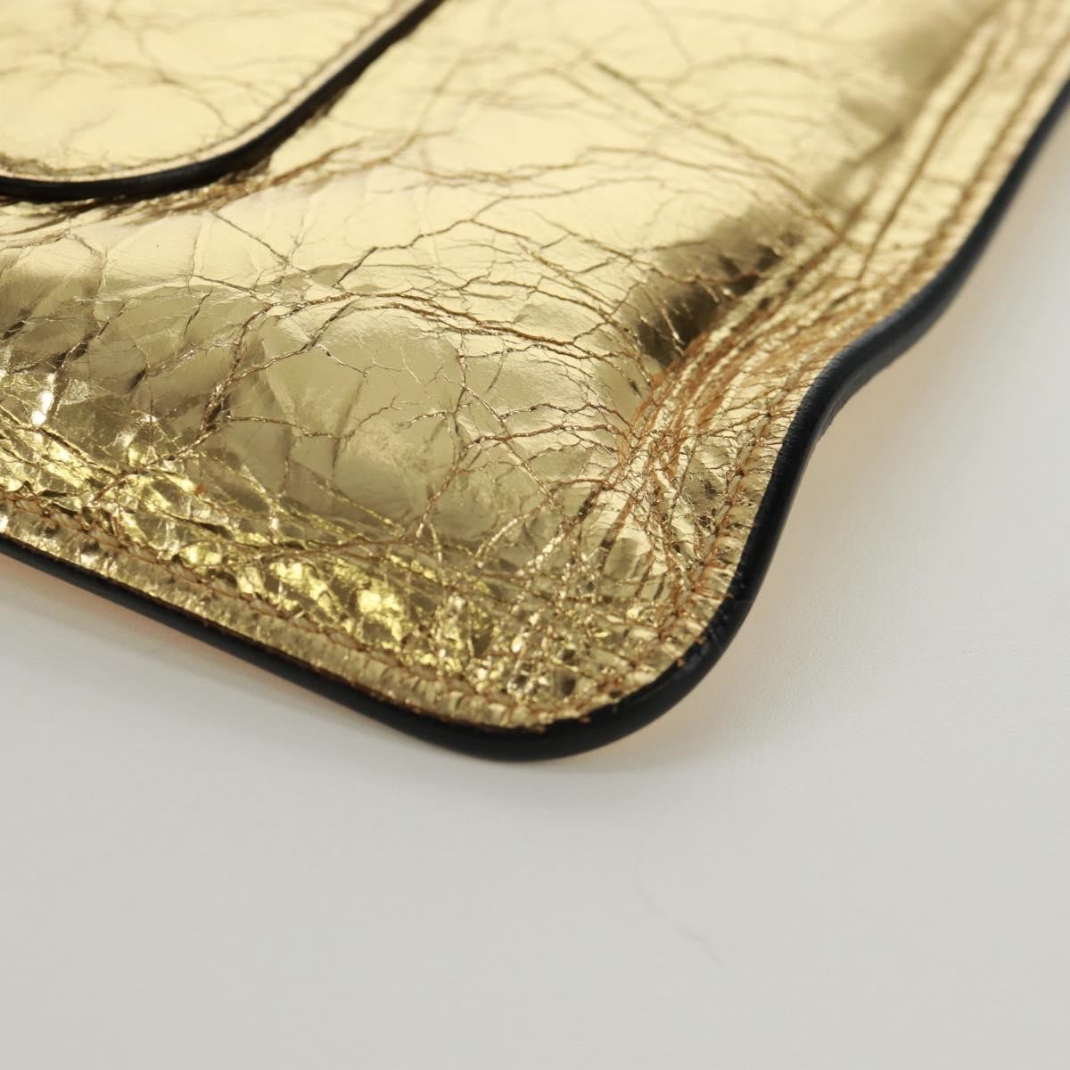 Chanel Feminine Crinkled Leather Gold Leather Clutche & Pouche Bag (Pre-Owned)