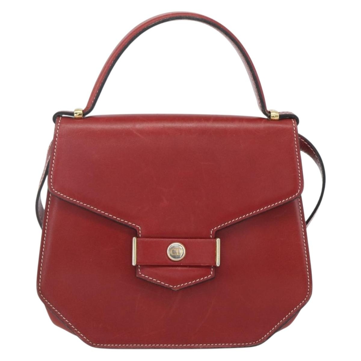 Christian Dior Vintage Leather Red Leather Handbag (Pre-Owned)