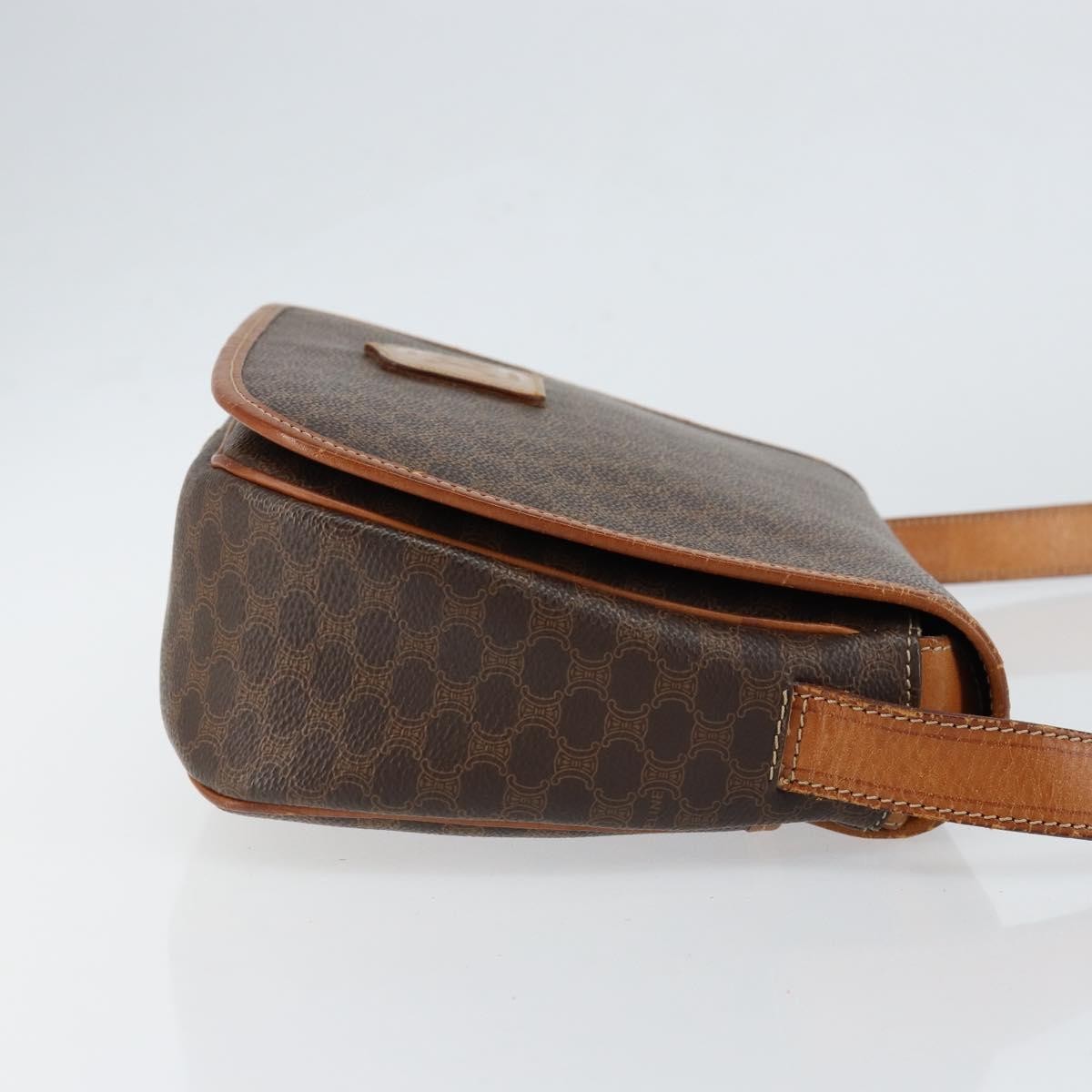 Celine Macadam Shoulder Pvc Leather Brown Canvas Shoulder Bag Bag (Pre-Owned)
