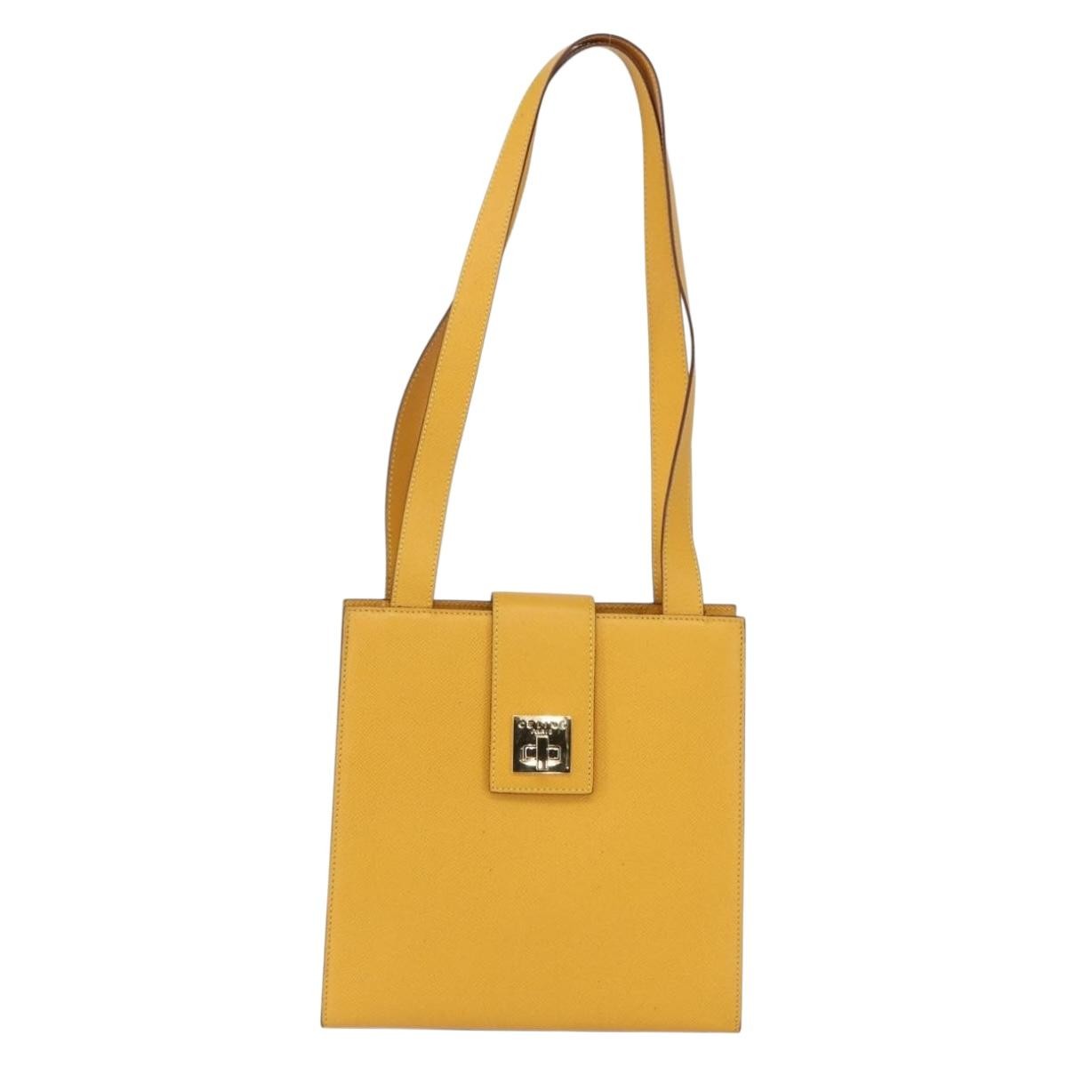 Celine Vintage Leather Yellow Leather Shoulder Bag Bag (Pre-Owned)