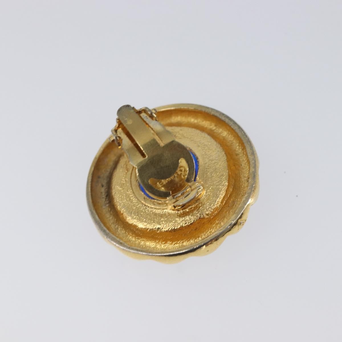Chanel Vintage Round Clip-On Metal Gold Metal Earrings Jewelry (Pre-Owned)
