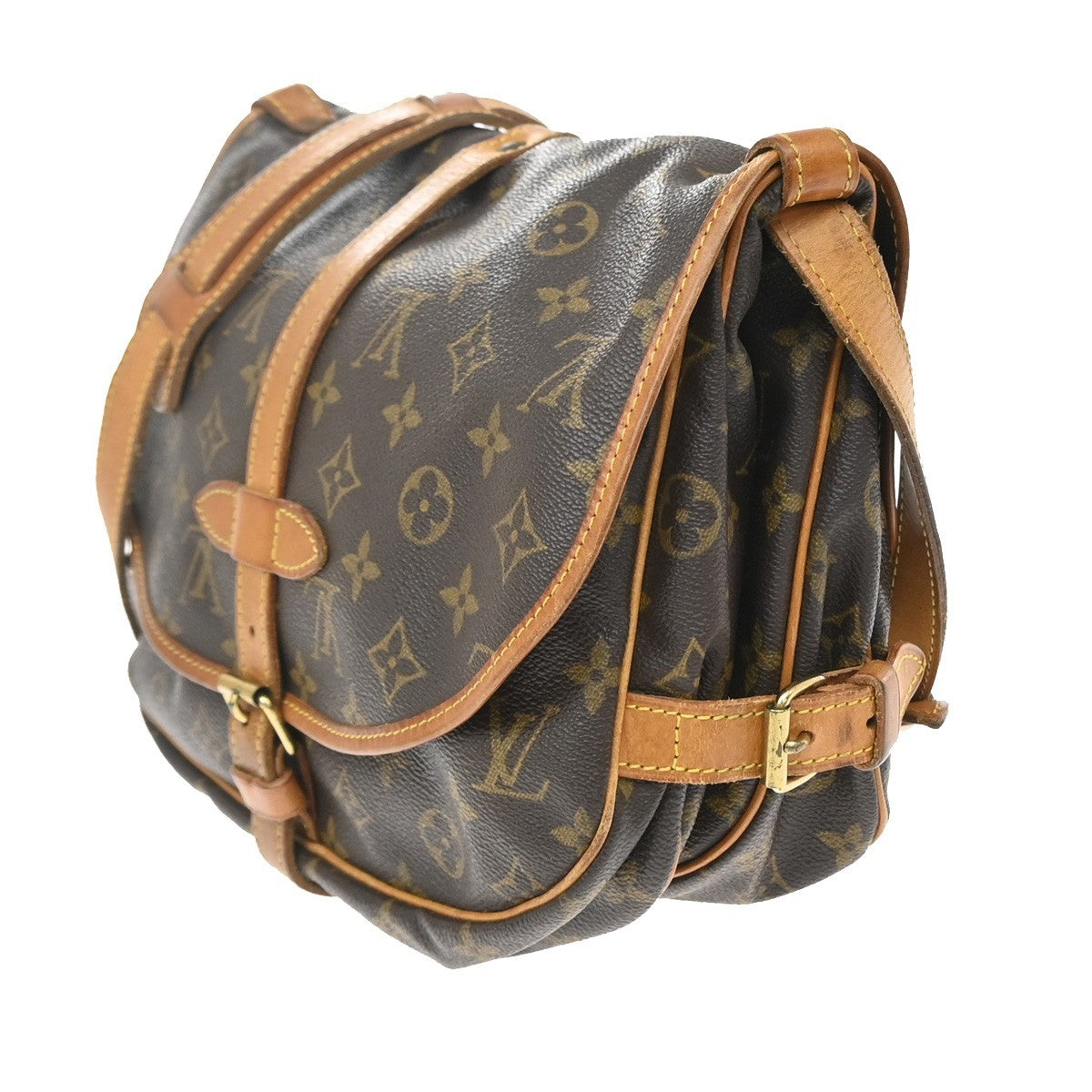 Louis Vuitton Saumur Monogram Brown Canvas Shoulder Bag Bag (Pre-Owned)