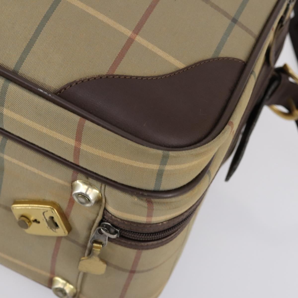Burberry Nova Check Boston Canvas Beige Canvas Travel Bag Bag (Pre-Owned)