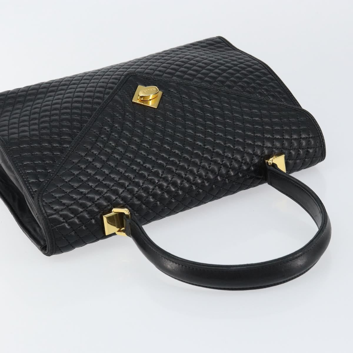 Bally Vintage Flap Quilted Leather Black Leather Handbag (Pre-Owned)