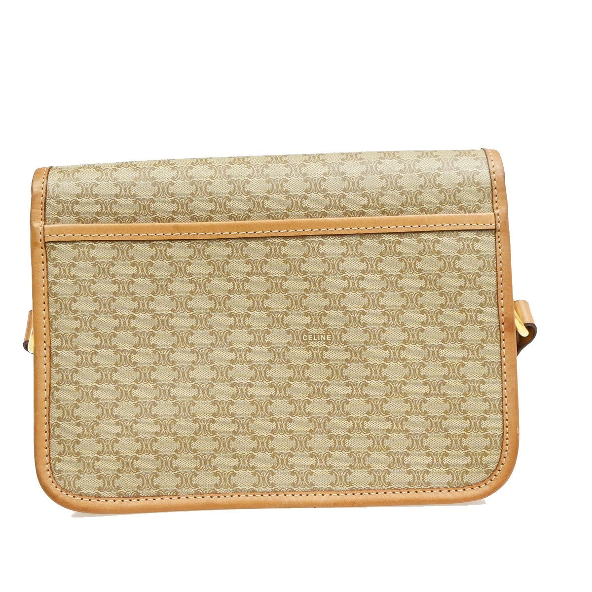 Celine Vintage Macadam Circle Logo Canvas And Leather Beige Pvc Shoulder Bag Bag (Pre-Owned)