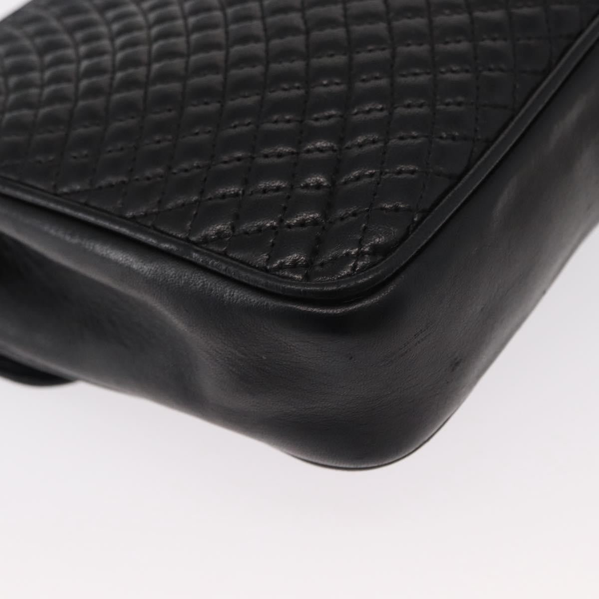 Bally Vintage Chain Quilted Leather Black Leather Shoulder Bag Bag (Pre-Owned)