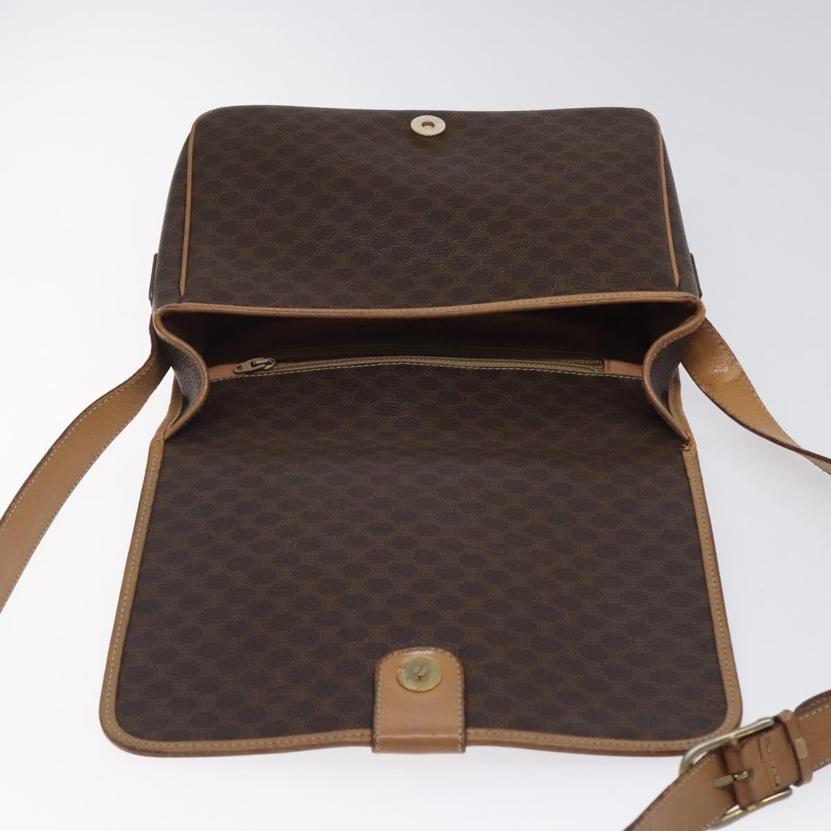 Celine Vintage Macadam Canvas And Leather Brown Canvas Shoulder Bag Bag (Pre-Owned)
