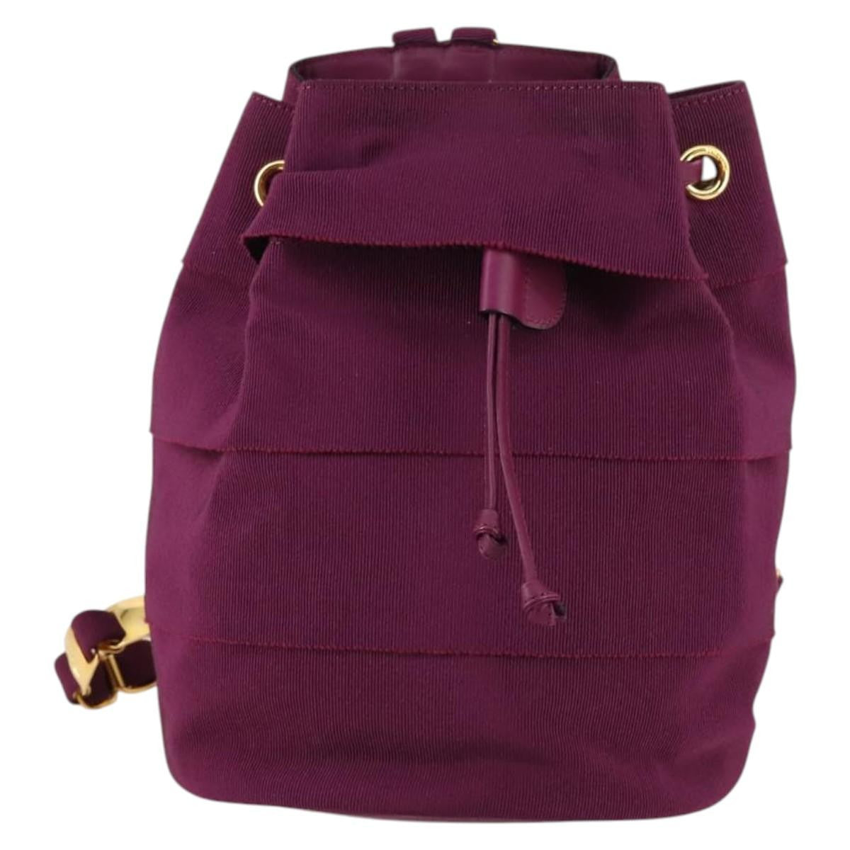 Salvatore Ferragamo Vala Canvas Purple Canvas Backpack Bag (Pre-Owned)