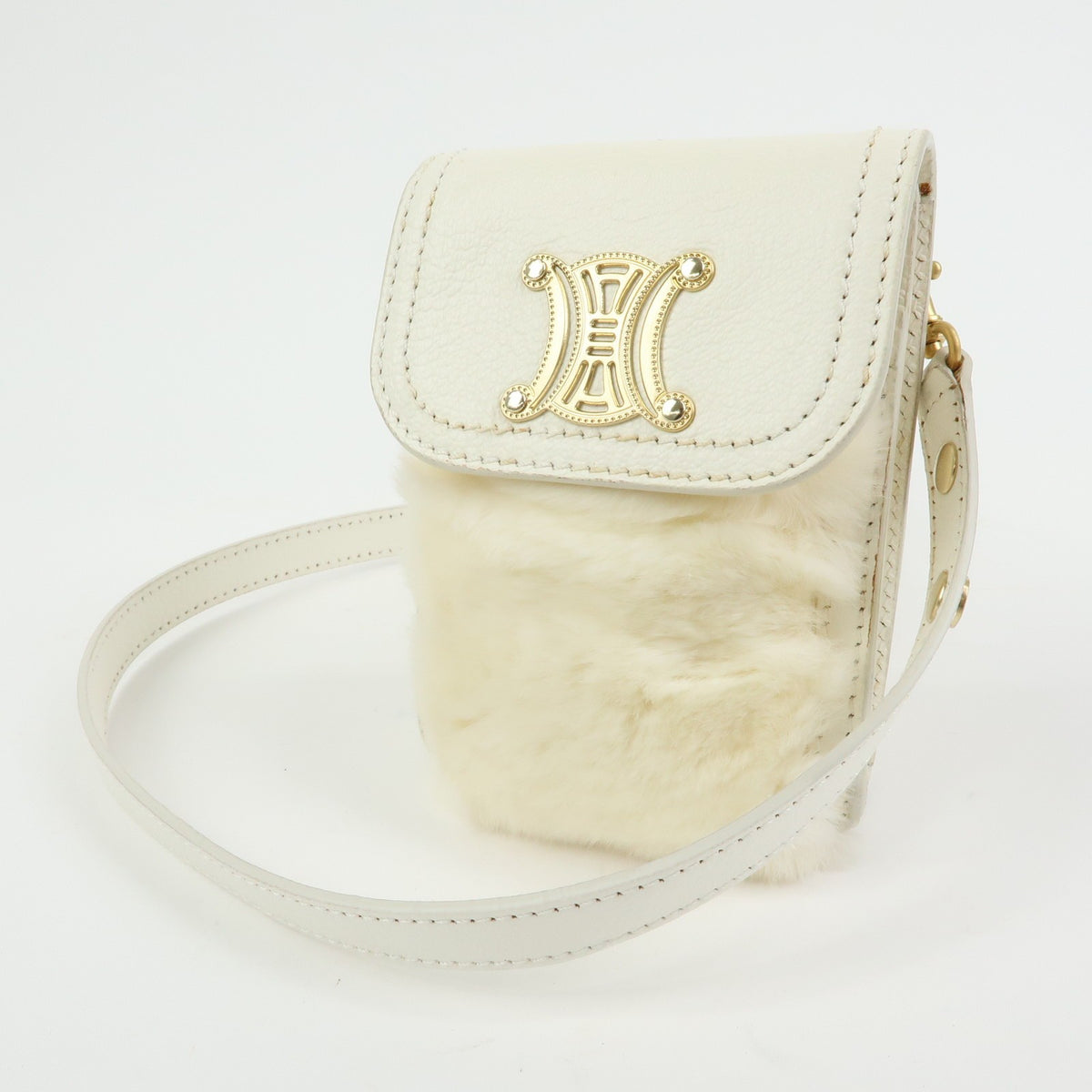 Celine Triomphe Leather Beige Leather Shoulder Bag Bag (Pre-Owned)