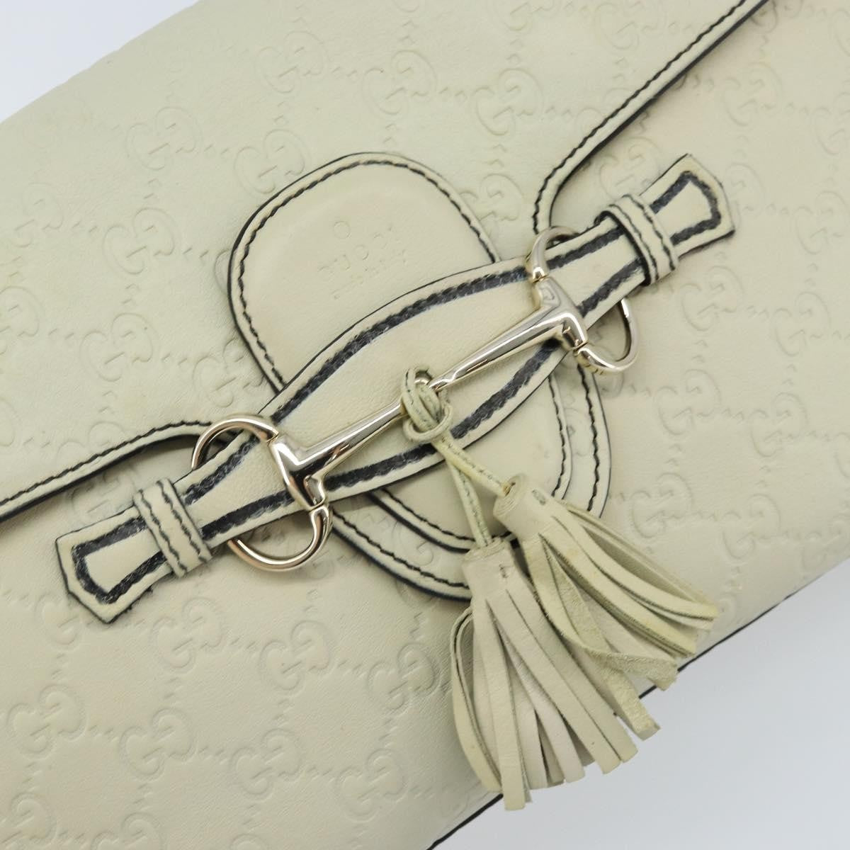 Gucci Emily Chain Flap Guccissima Leather Beige Leather Shoulder Bag Bag (Pre-Owned)