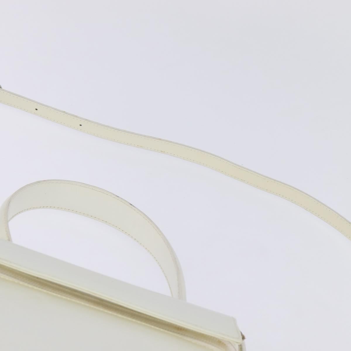 Salvatore Ferragamo Gancini Patent Leather White Patent_Leather Handbag (Pre-Owned)