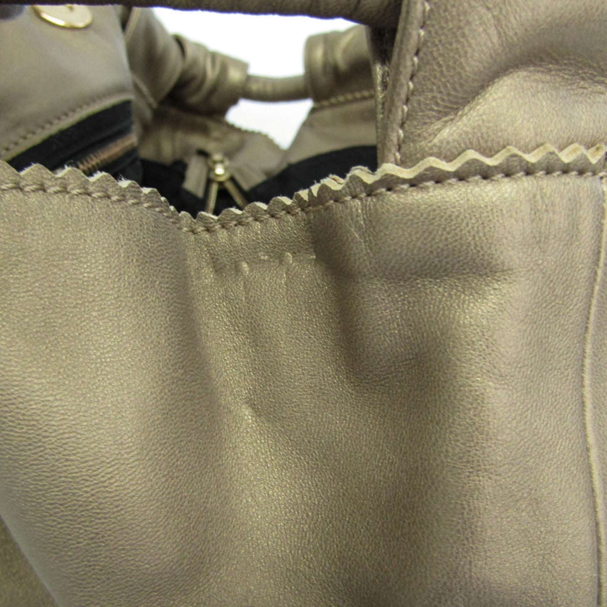 Loewe Anagram Logo Nappa Aire Hand Leather Gold Leather Handbag (Pre-Owned)
