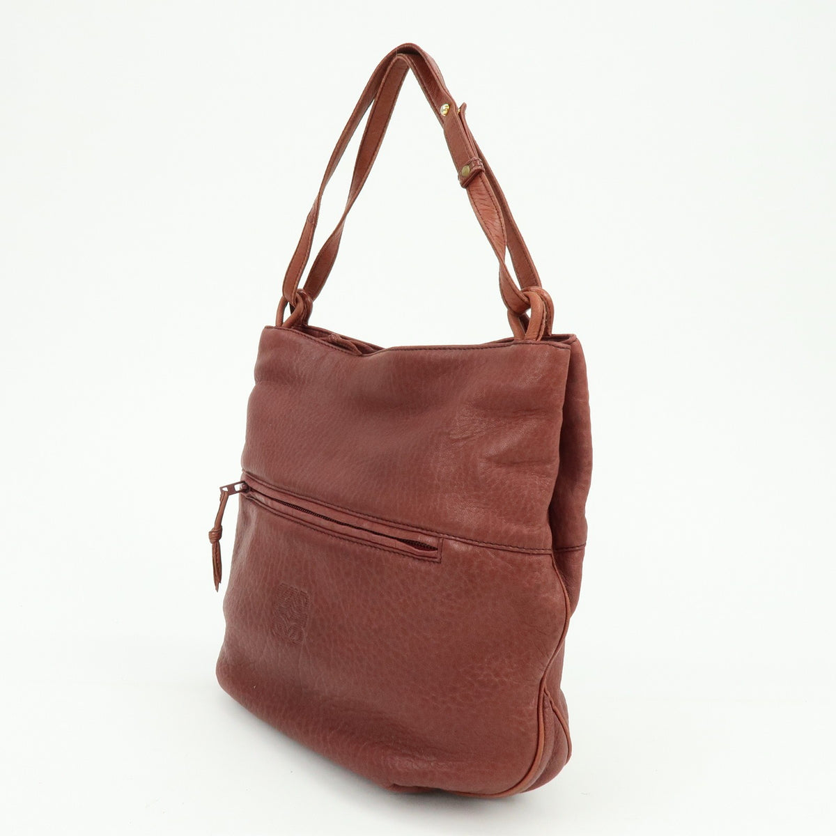 Loewe Anagram Leather Burgundy Leather Tote Bag Bag (Pre-Owned)