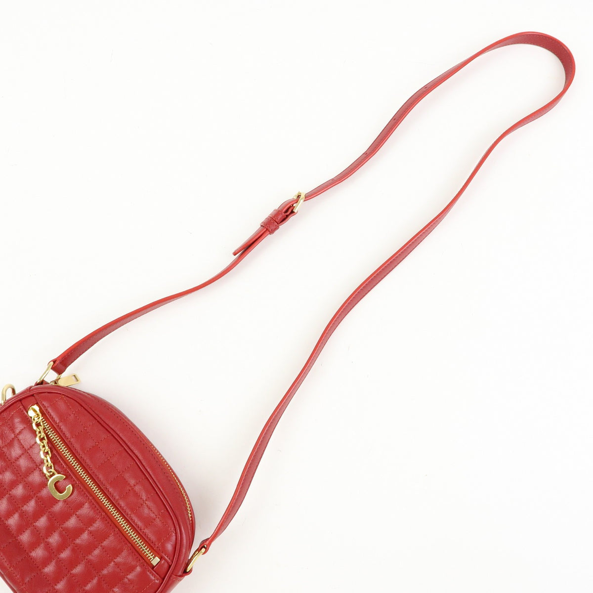 Celine C Charm Camera Quilted Leather Red Leather Handbag (Pre-Owned)