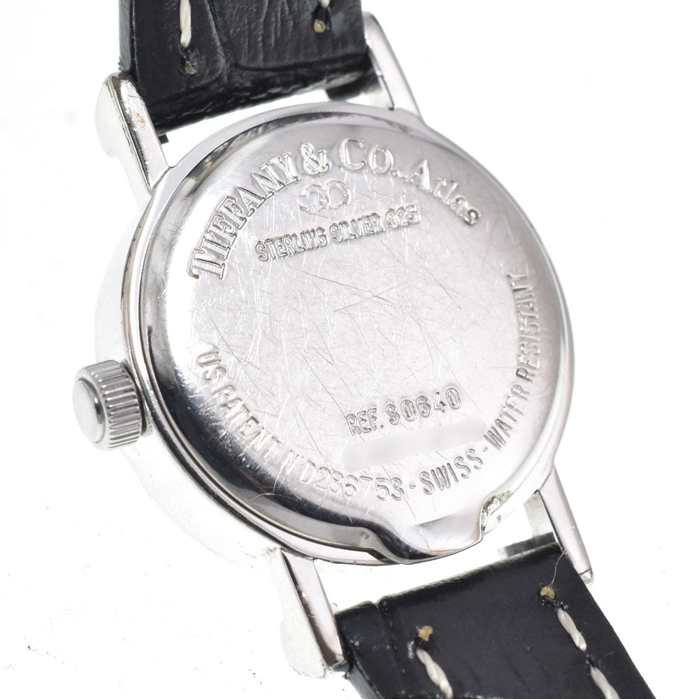 Tiffany & Co. Atlas Quartz Stainless Steel And Leather Watch (Pre-Owned)