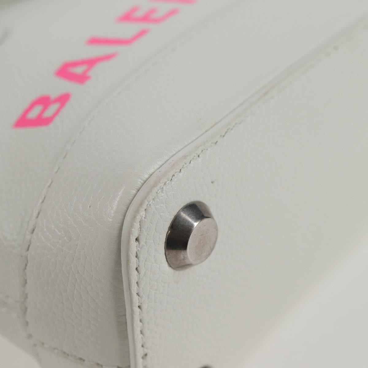 Balenciaga Logo Ville Leather White Leather Handbag (Pre-Owned)