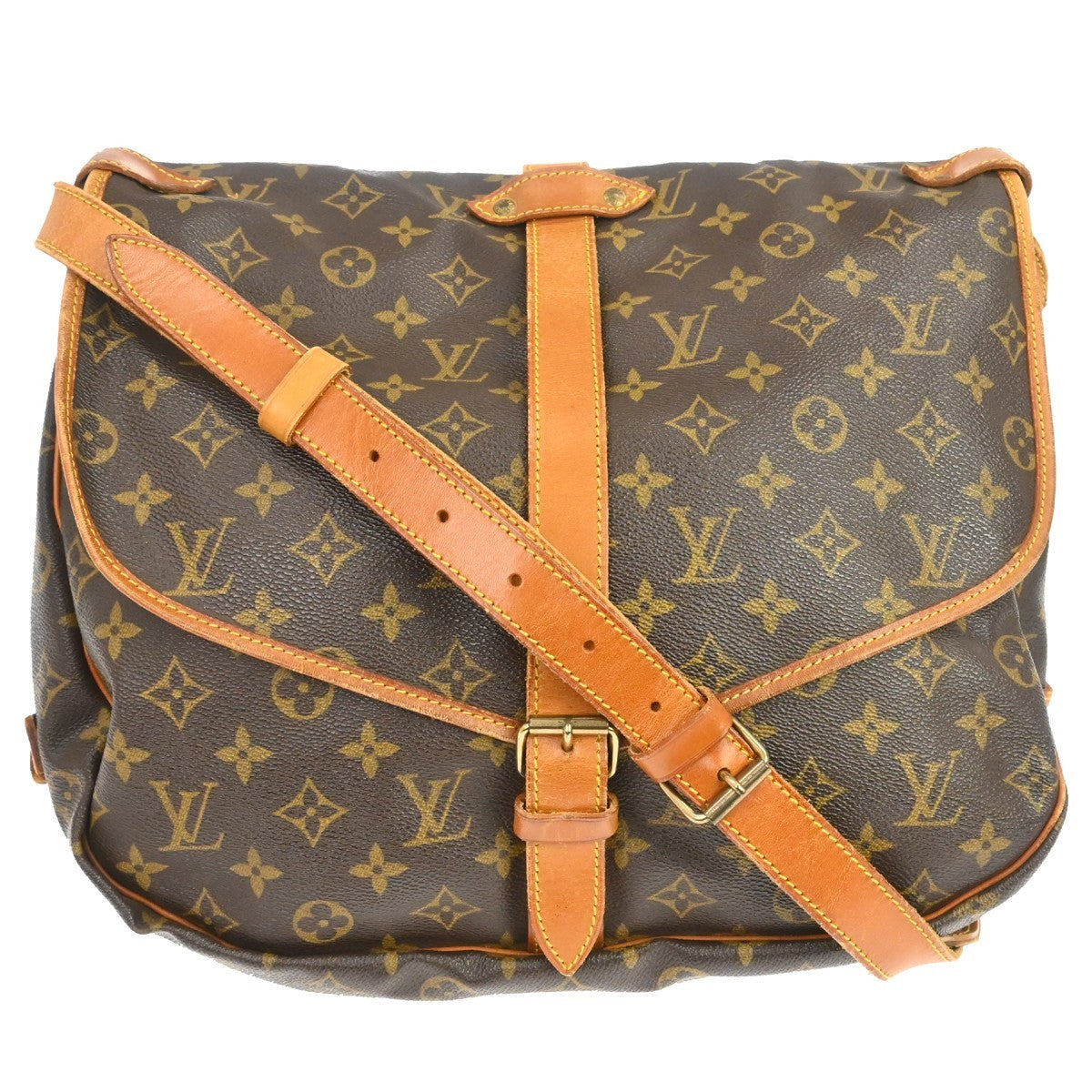 Louis Vuitton Saumur Monogram Brown Canvas Shoulder Bag Bag (Pre-Owned)