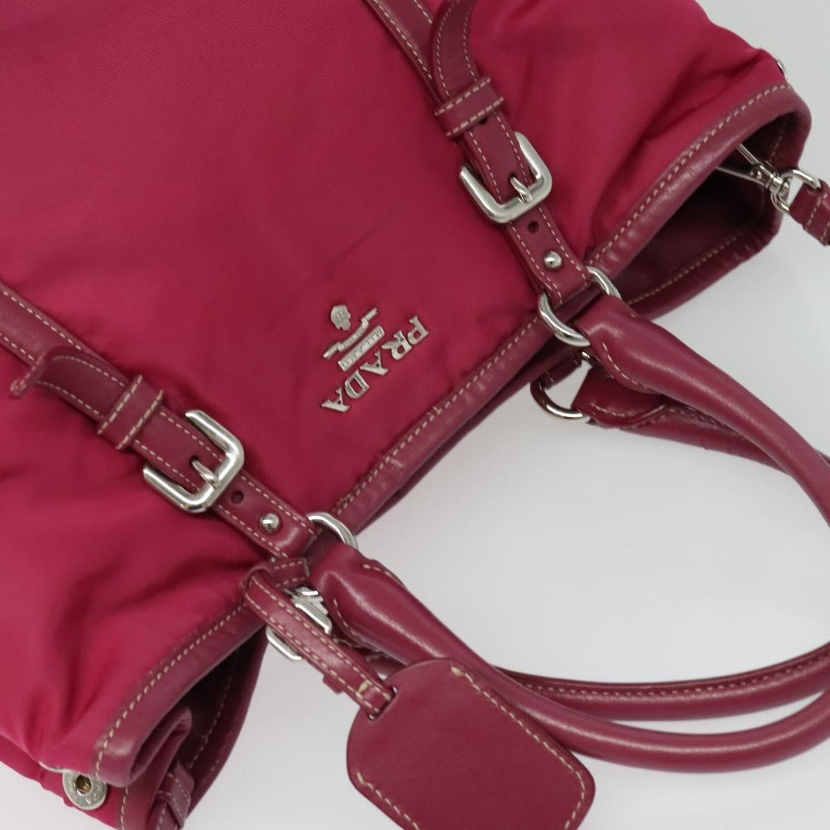 Prada Convertible Belted Hobo Tessuto With Leather Pink Nylon Shoulder Bag Bag (Pre-Owned)