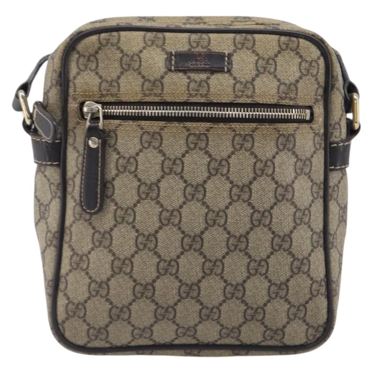 Gucci Front Zip Pocket Messenger Gg Coated Canvas Beige Canvas Shoulder Bag Bag (Pre-Owned)