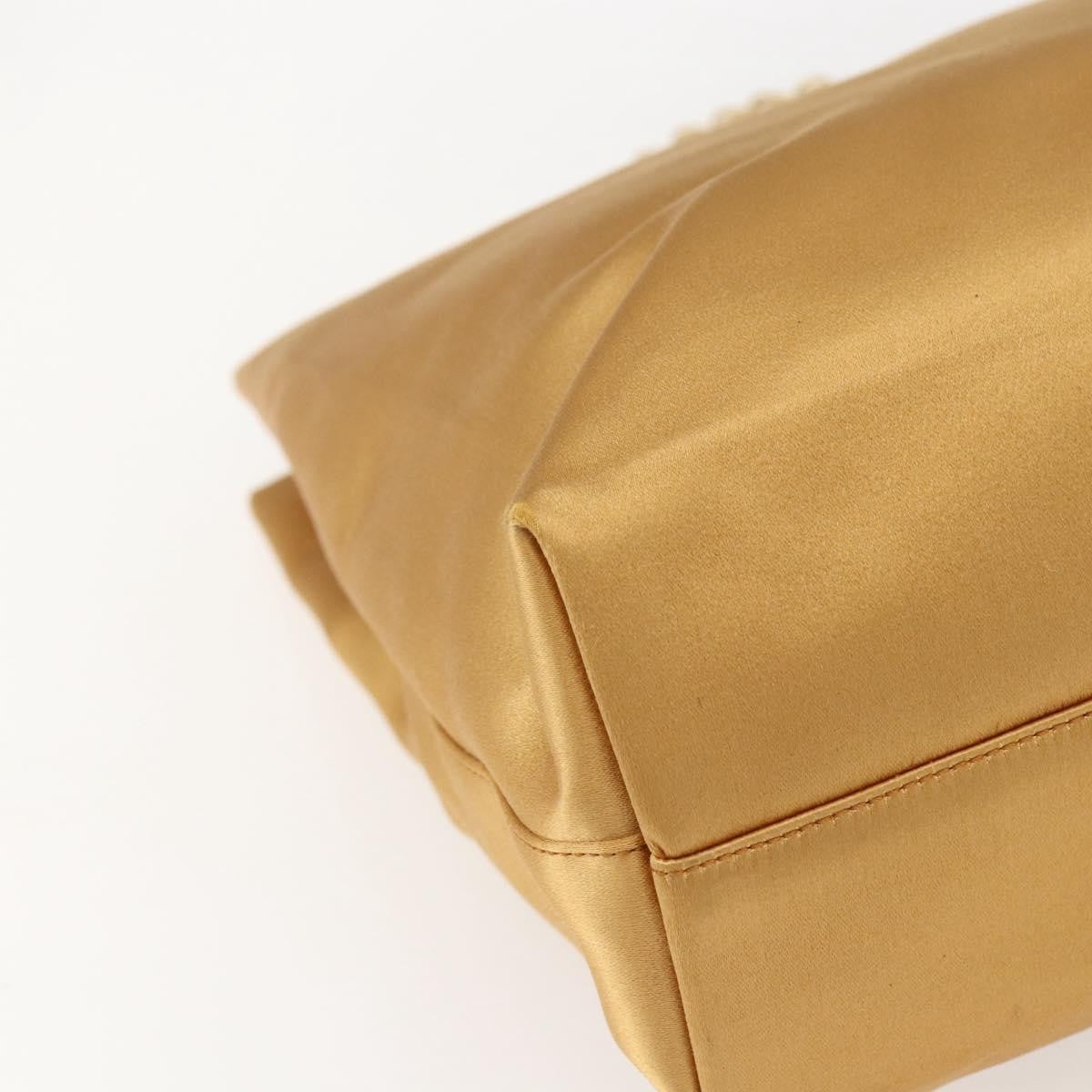 Prada Chain Satin Gold Satin Shoulder Bag Bag (Pre-Owned)