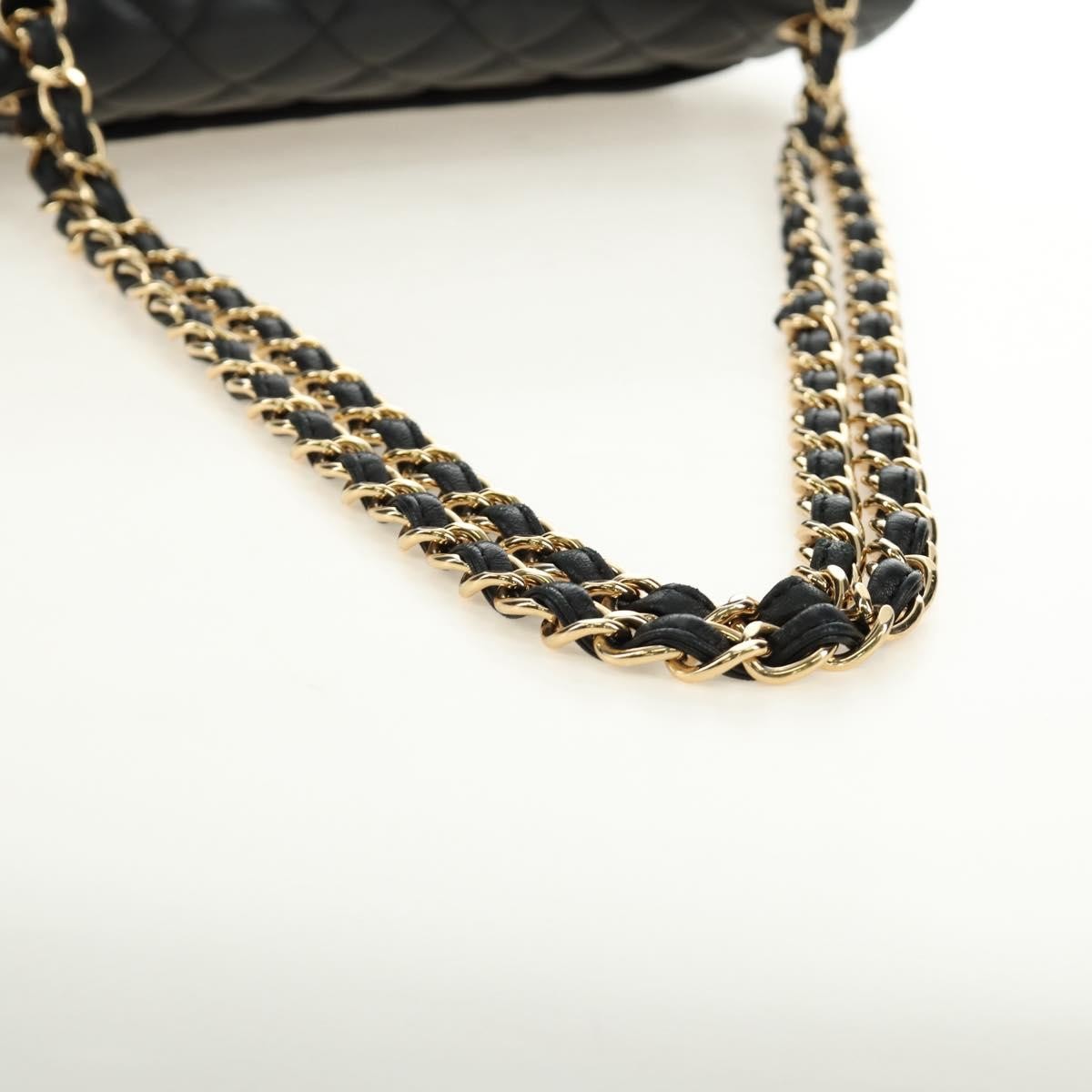 Chanel Timeless - Classic Double Flap Leather Black Leather Handbag (Pre-Owned)