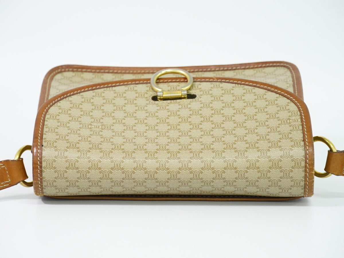 Celine Vintage Macadam Canvas And Leather Beige Canvas Shoulder Bag Bag (Pre-Owned)