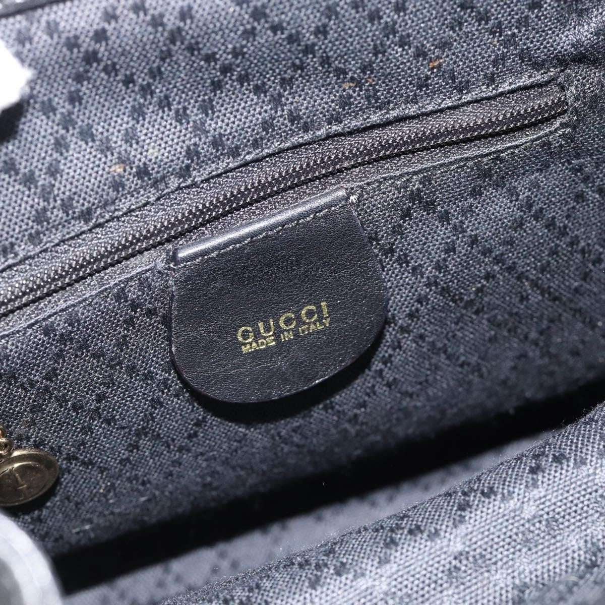 Gucci Vintage Bamboo Leather Black Leather Backpack Bag (Pre-Owned)
