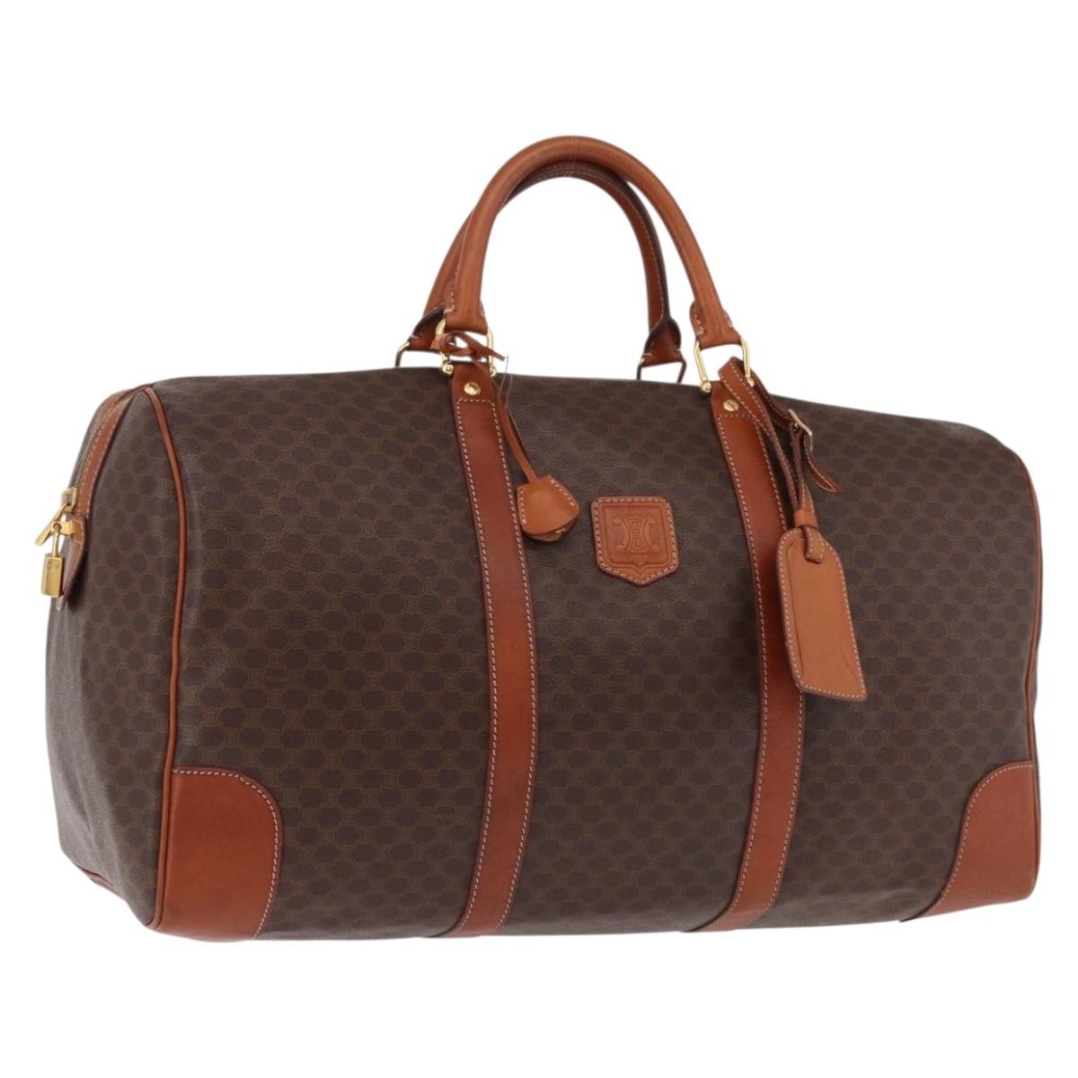 Celine Vintage Duffle Macadam Coated Canvas Brown Canvas Handbag (Pre-Owned)