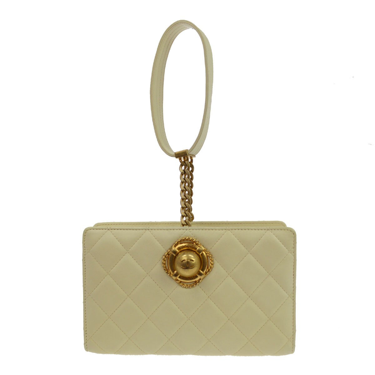 Chanel Evening By The Sea Lambskin Beige Leather Clutche & Pouche Bag (Pre-Owned)