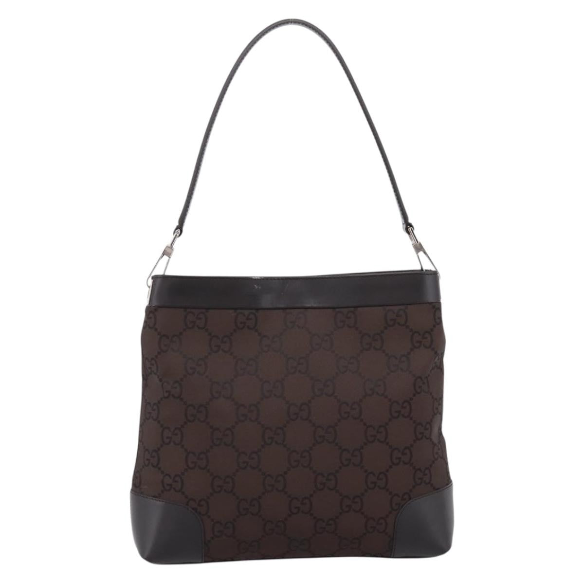 Gucci Vintage Clasp Handle Hobo (Outlet) Gg Canvas Brown Canvas Shoulder Bag Bag (Pre-Owned)