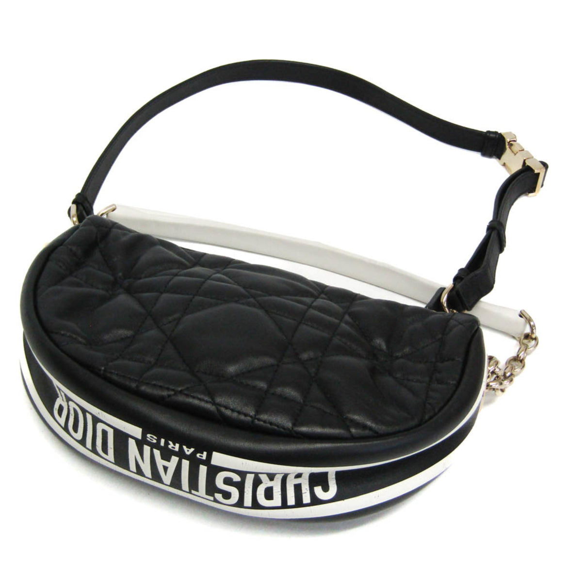 Christian Dior Vibe Hobo Cannage Quilt Lambskin Black Leather Handbag (Pre-Owned)