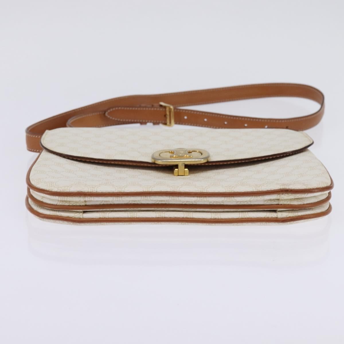 Celine Macadam Shoulder Pvc Leather White Canvas Bag (Pre-Owned)