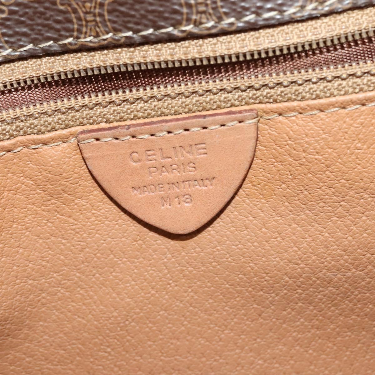 Celine Vintage Macadam Circle Logo Canvas And Leather Brown Canvas Shoulder Bag Bag (Pre-Owned)