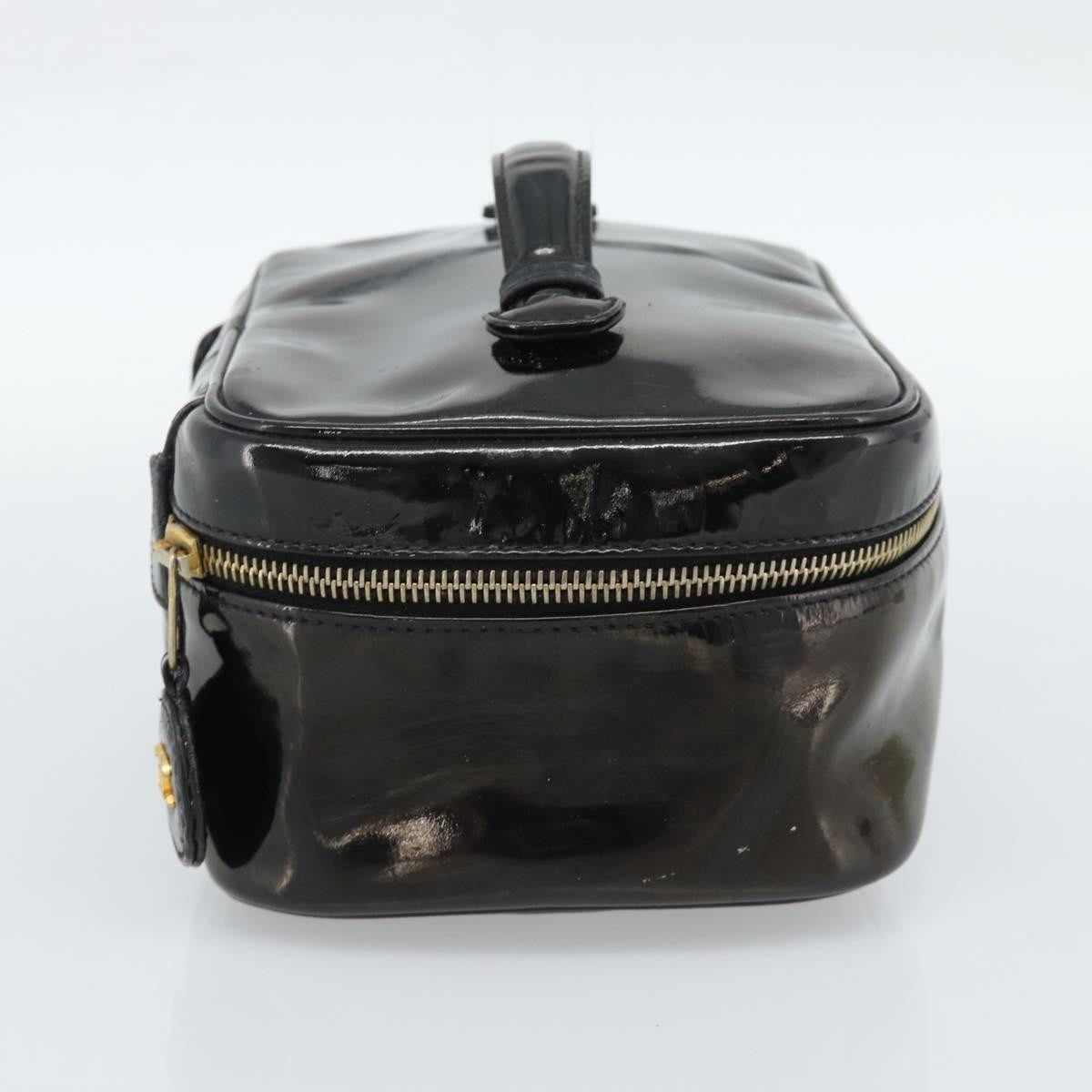Fendi Vintage Cosmetic Case Pequin Canvas Black Patent_Leather Clutche & Pouche Bag (Pre-Owned)