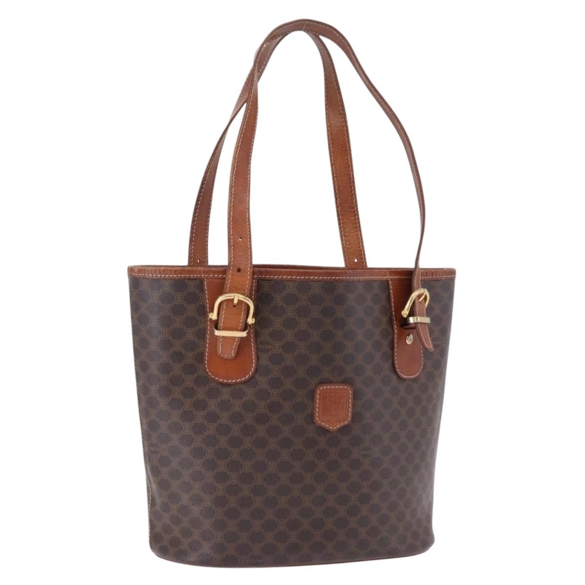 Celine Vintage Macadam Canvas Brown Canvas Handbag (Pre-Owned)