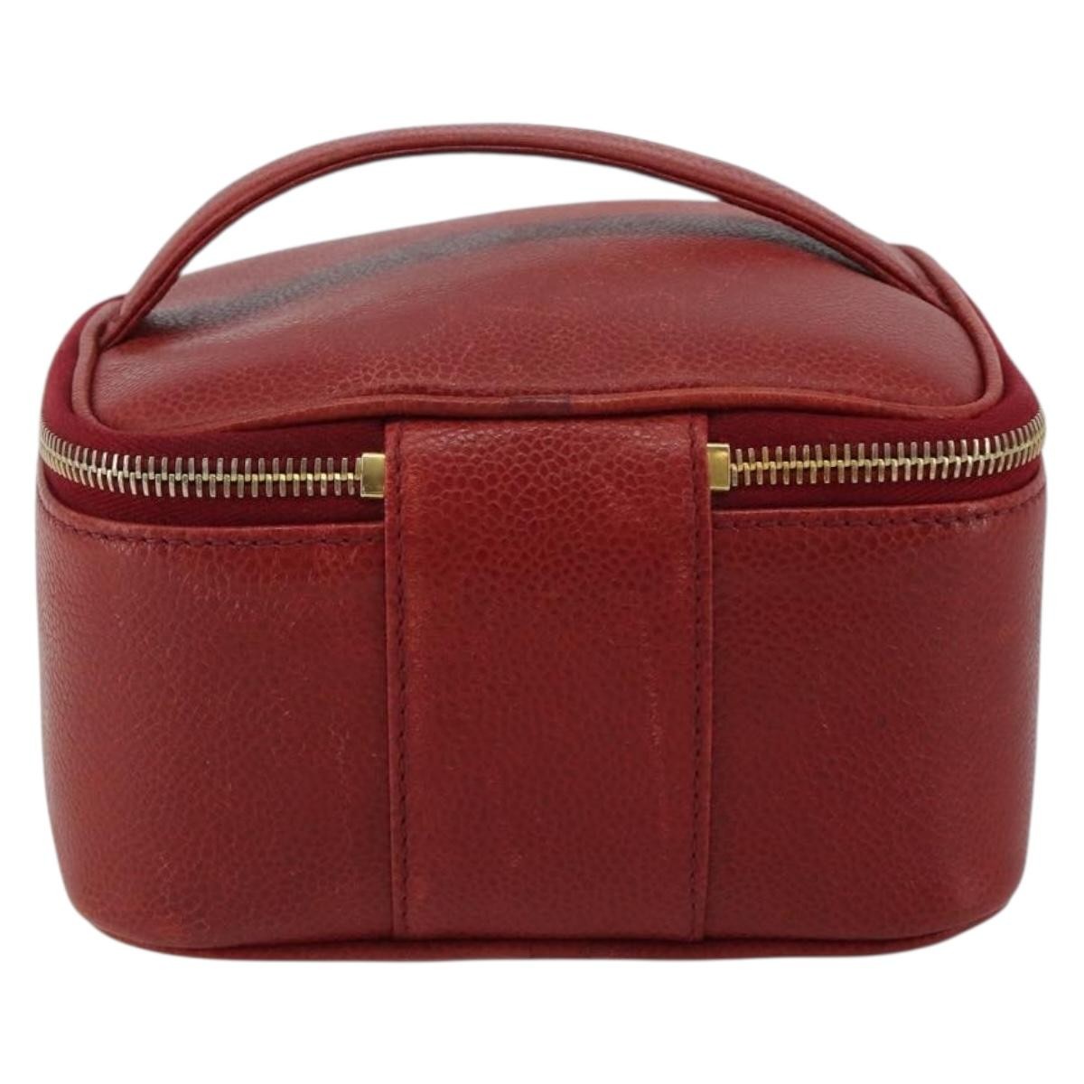 Chanel Vintage Timeless Cosmetic Case Caviar Red Leather Clutche & Pouche Bag (Pre-Owned)