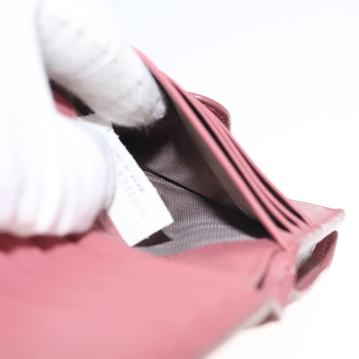 Bottega Veneta Bifold Coin Pocket Card Holder Intrecciato Nappa Pink Leather Wallets Accessory (Pre-Owned)
