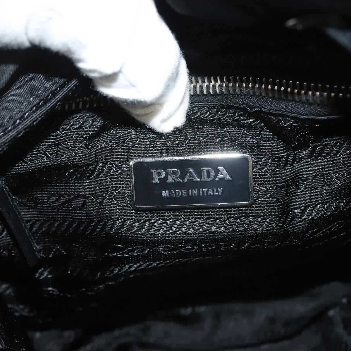 Prada Double Pocket Drawstring Tessuto Black Nylon Shoulder Bag Bag (Pre-Owned)