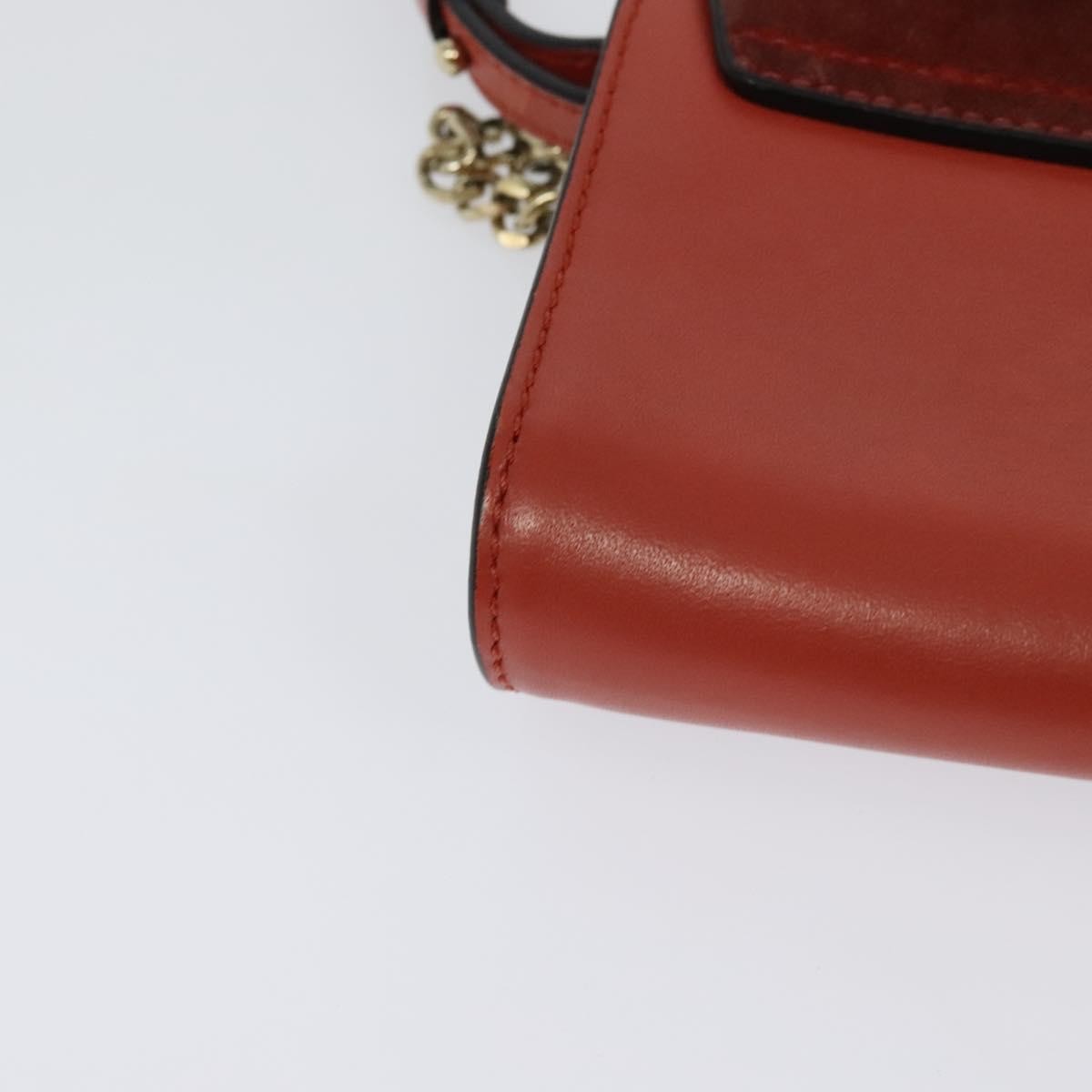 Chloe Faye Leather And Suede Red Leather Shoulder Bag Bag (Pre-Owned)