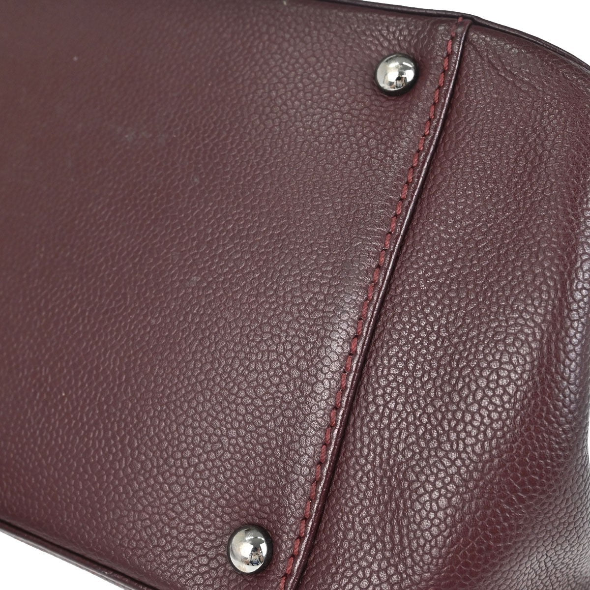 Chanel Mademoiselle Lock Woven Straw Burgundy Leather Shoulder Bag Bag (Pre-Owned)