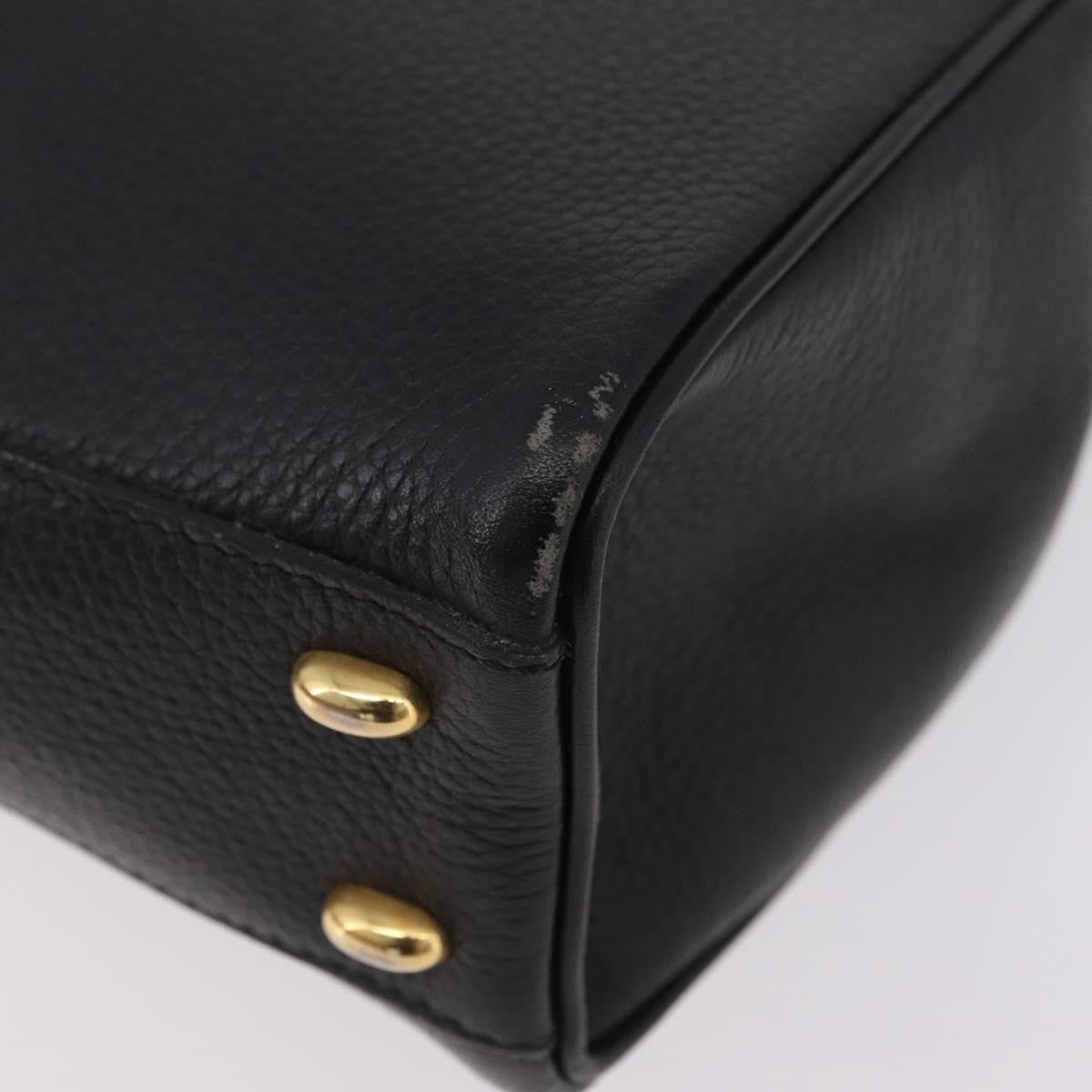 Celine Top Handle Leather Black Leather Handbag (Pre-Owned)