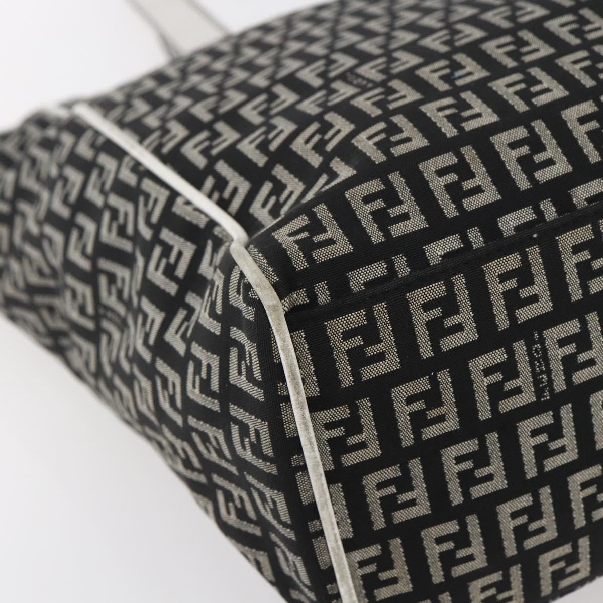 Fendi Zucca Tote Canvas Black Canvas Tote Bag Bag (Pre-Owned)
