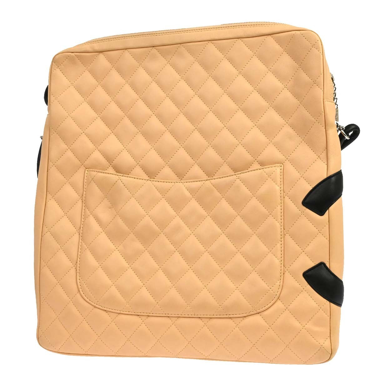 Chanel Cambon Crossbody Bag Calfskin Leather Beige Leather Shoulder Bag Bag (Pre-Owned)