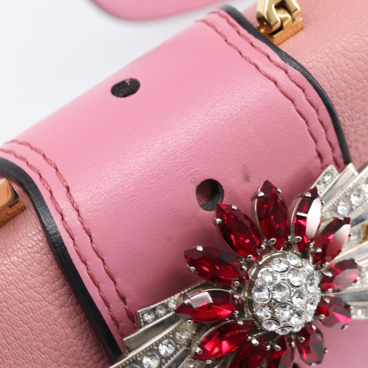 Miu Miu Madras Crystal Flap Leather Pink Leather Crossbody Bag Bag (Pre-Owned)