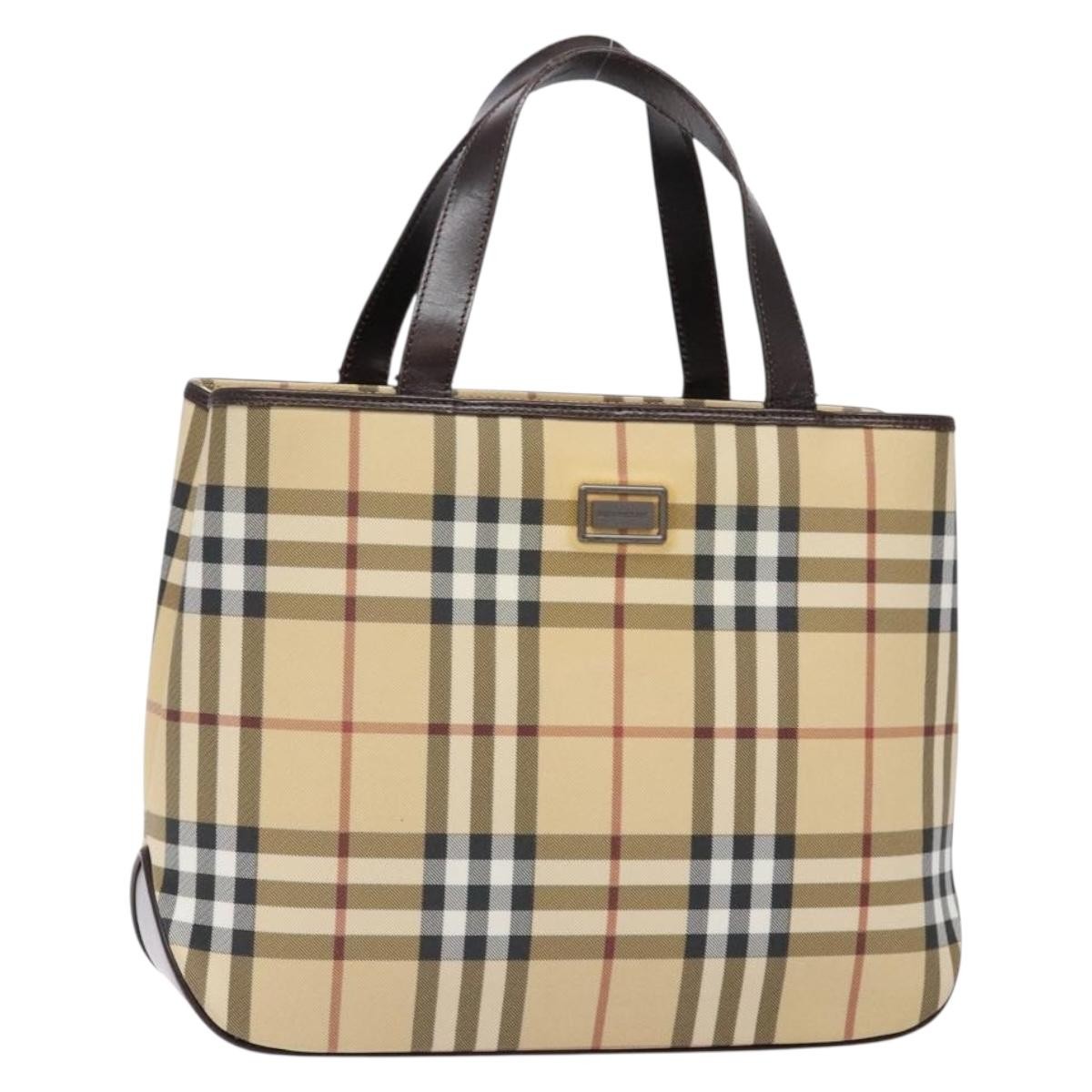 Burberry Vintage Vintage Check Coated Canvas Beige Canvas Tote Bag Bag (Pre-Owned)