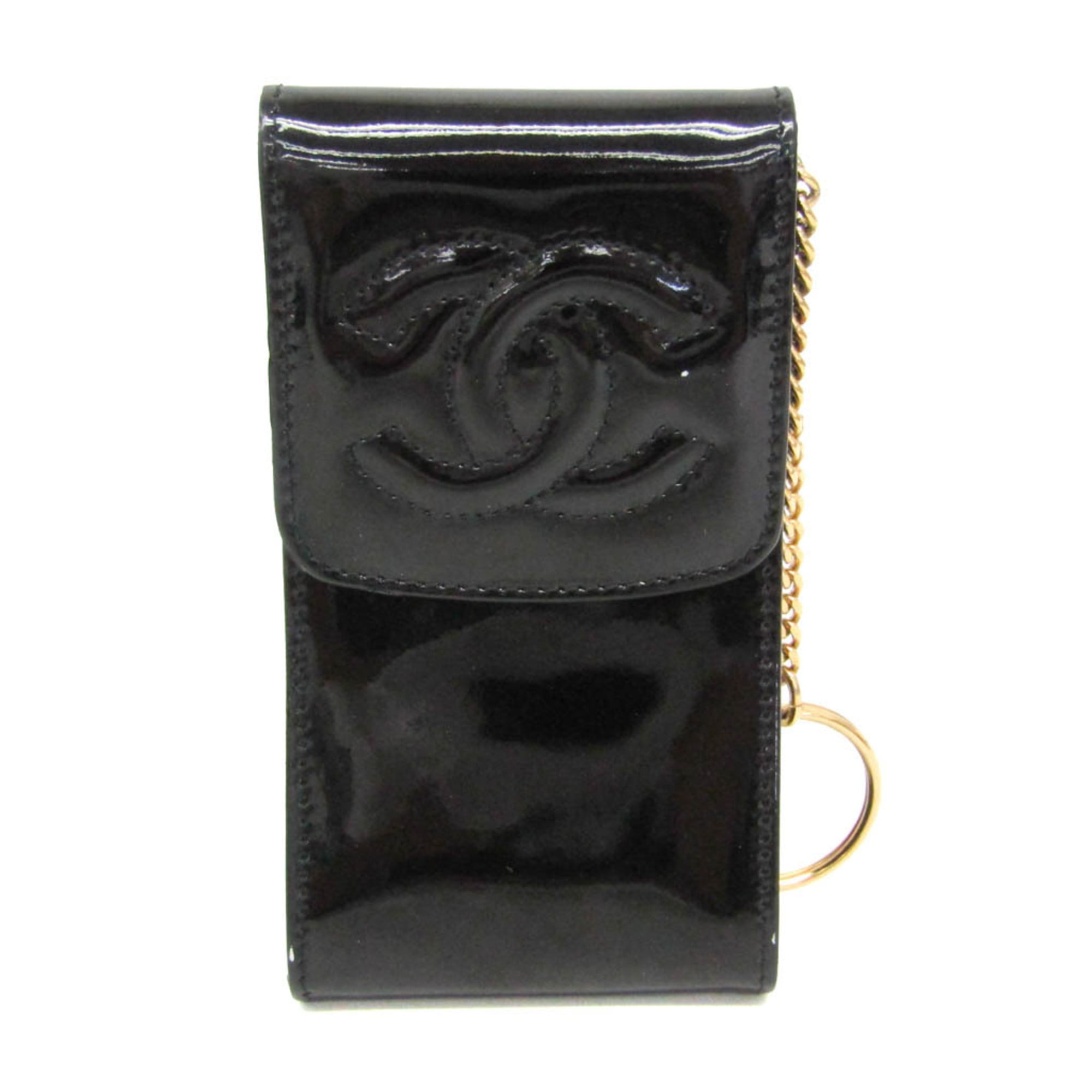 Chanel Key Pouch Patent Black Leather Clutche & Pouche Bag (Pre-Owned)