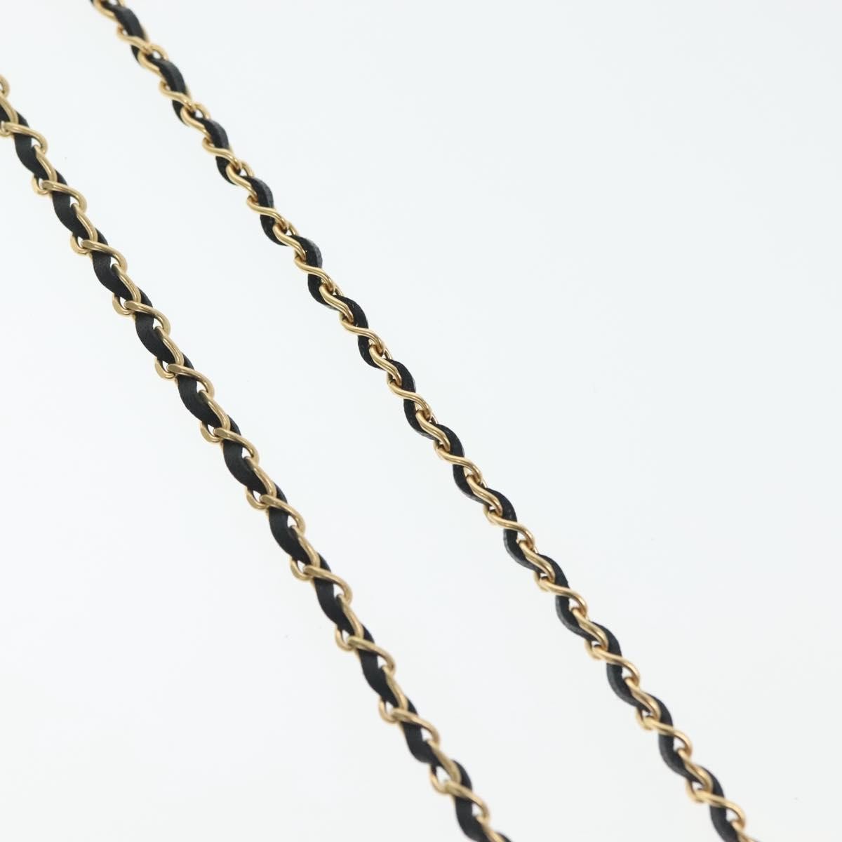 Chanel Cc Perfume Bottle Pendant Chain Long Metal With Leather, Crystals And Faux Pearl Gold Metal Necklace Jewelry (Pre-Owned)