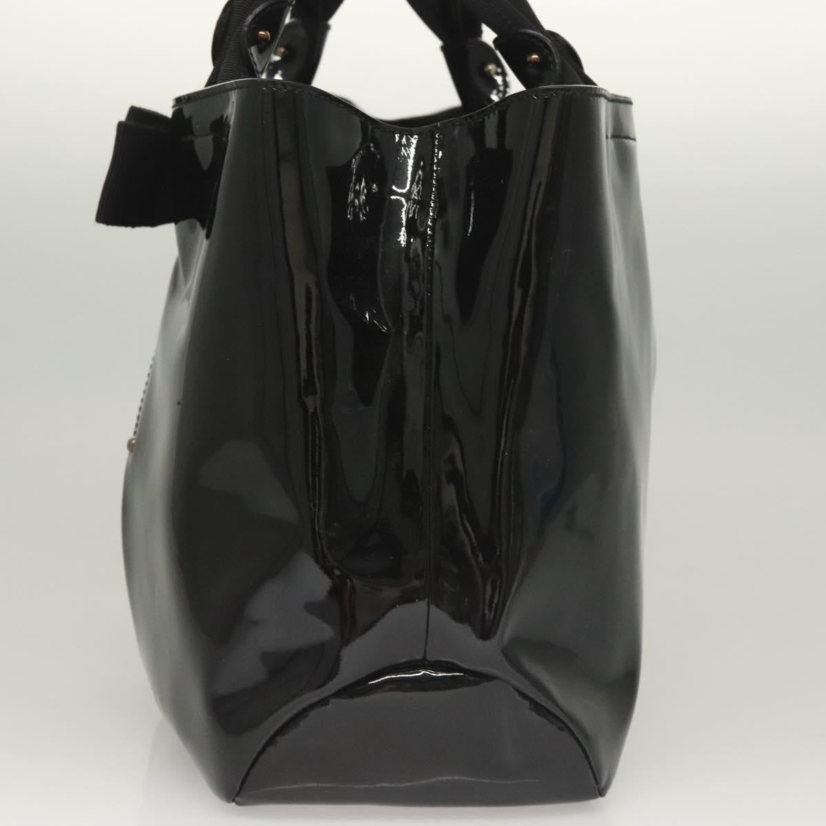 Salvatore Ferragamo Vala Patent Leather Black Patent_Leather Handbag (Pre-Owned)
